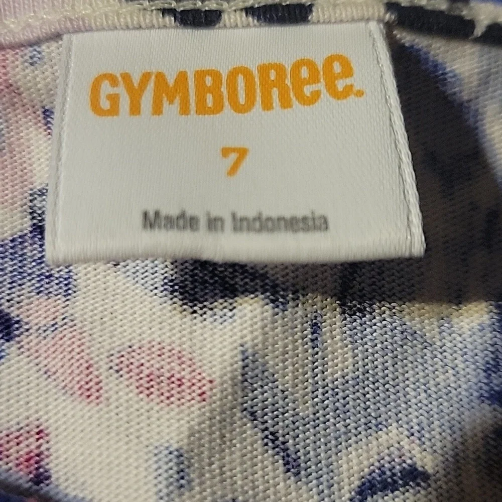 Girl's Gymboree Long Sleeve T-Shirt Ruffle Bottom Blue Pink Sz 7